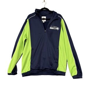Seattle Seahawks Jacket Mens Large Green NFL Football G III Pullover 1/4 Zip